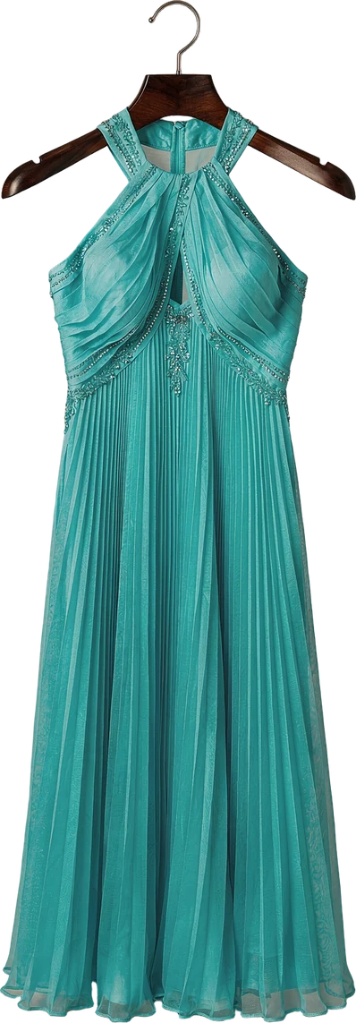 The Andros Gown on a hanger