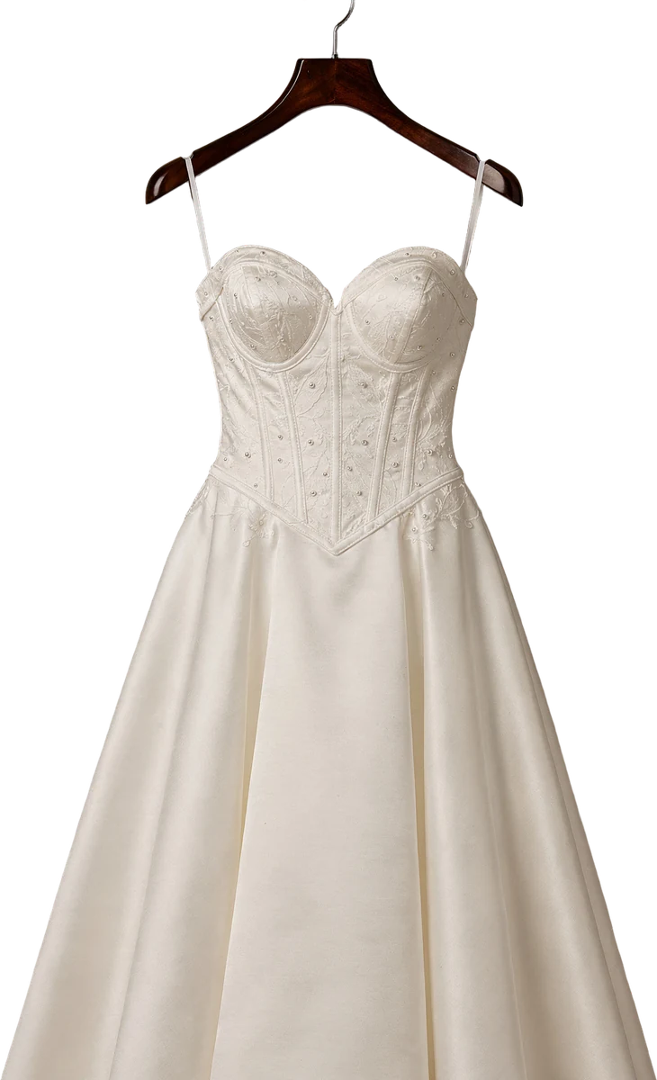 The Bimini Corset Gown on a hanger